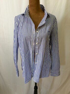 Silbon Blue White Striped Cotton Button Down Shirt EU 34 XS
